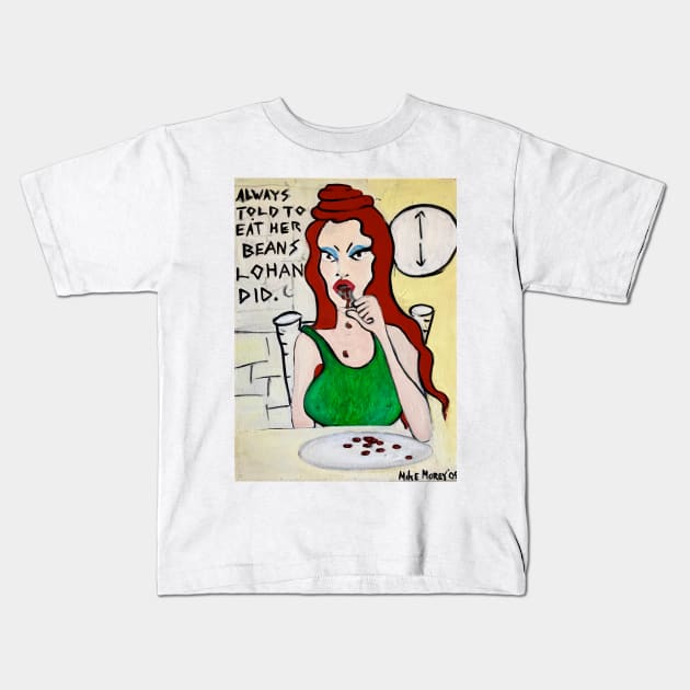 Classic Lohan eats beans Kids T-Shirt by Morey Art